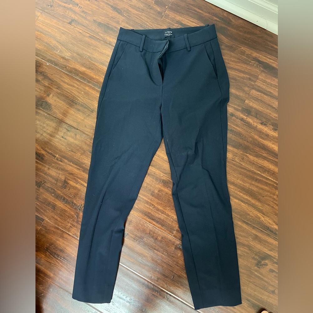 J. Crew Navy Ankle Cropped Pants Tailored Cotton Blend